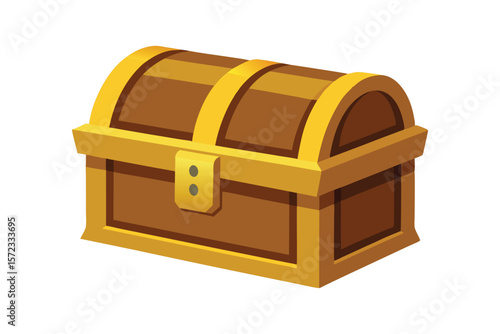 wooden treasure chest on white background