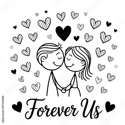 Eternal Bond: A heartwarming depiction of a couple, their clasped hands and intertwined hearts conveying a bond that lasts forever, embraced by the embrace of eternal love and commitment.