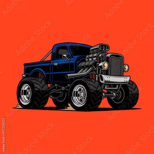 vector illustration of a big foot car