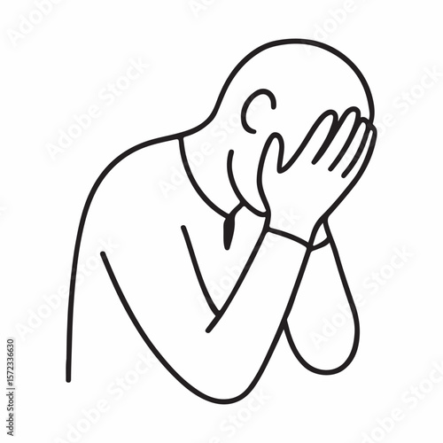 Person Hiding Face in Hands - Overwhelmed, Sadness, Shame, Anxiety, and Mental Health Distress Concept Icon