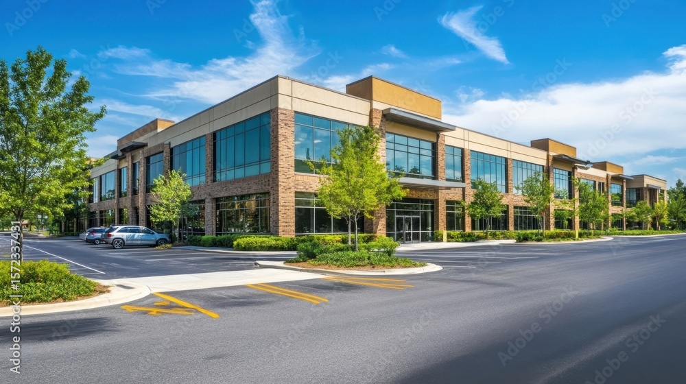 Modern Brick Office Building with Ample Parking. Modern Brick Office Building with Ample Parking.