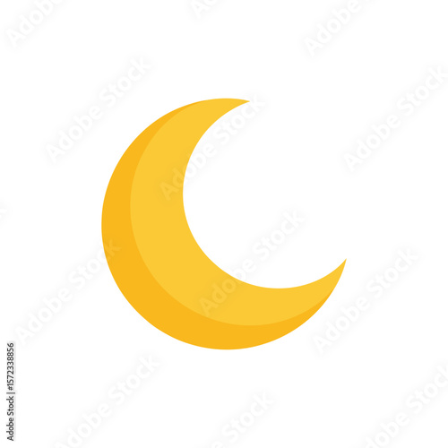 Moon and stars icon on light background night symbol dream nature crescent outline flat and colored style flat design vector illustration