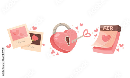 Valentines Day Love Symbols The Heart, the Lock, and the Calendar represent love strongly
