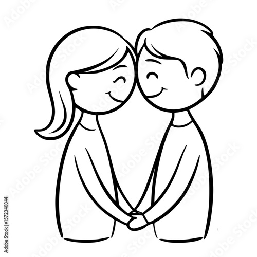 Simple Love in Sketch: A minimalist sketch captures the tender bond between a couple. Two figures, intimately connected by clasped hands.