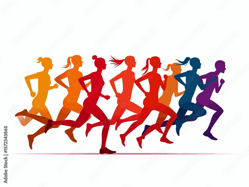 Run, athletics, running men and women, track and field athletes, group of abstract isolated vector silhouettes Run, athletics, running men and women, track and field athletes, group of abstract isolated vector silhouettes