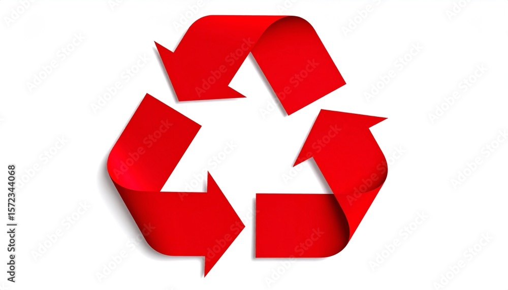 Red recycle symbol paper isolated on white background Red recycle symbol paper isolated on white background