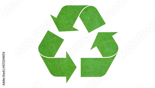 Green recycle symbol paper isolated on white background
