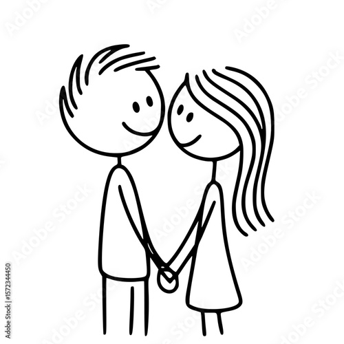 Embrace: A simple sketch encapsulates the core essence of love and companionship, depicted as a tender connection between two figures.