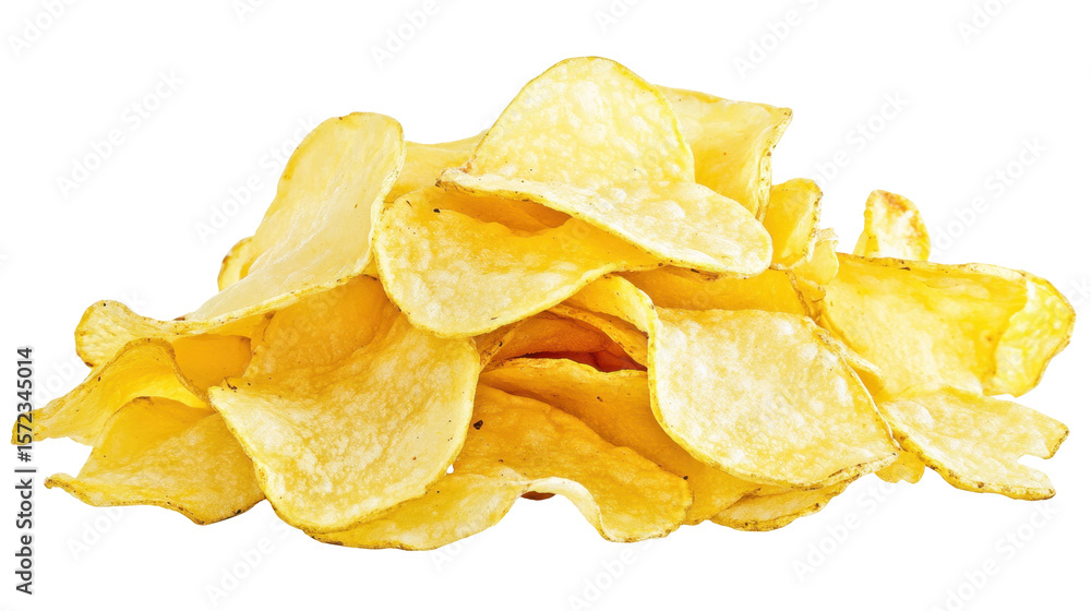 Delicious Golden Potato Chips Piled Together on a Transparent Background Ready for Enjoyment Delicious Golden Potato Chips Piled Together on a Transparent Background Ready for Enjoyment