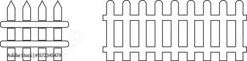 Wooden Fence line art Icon set. Classic Garden Fencing Symbol. Simple Fence cassic picket fence that embodies simplicity and security its clean line and rustic charm.collection of Garden fence wooden.