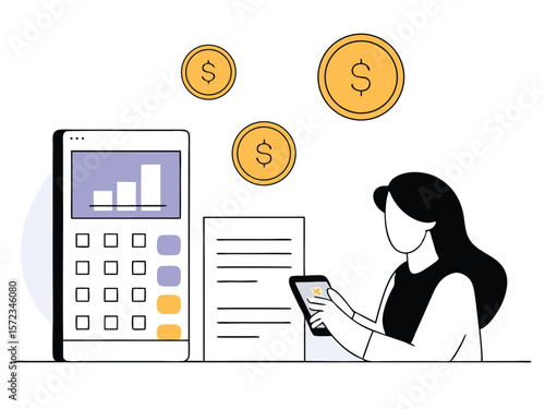 Financial analysis concept with digital devices and currency symbols suitable for design projects