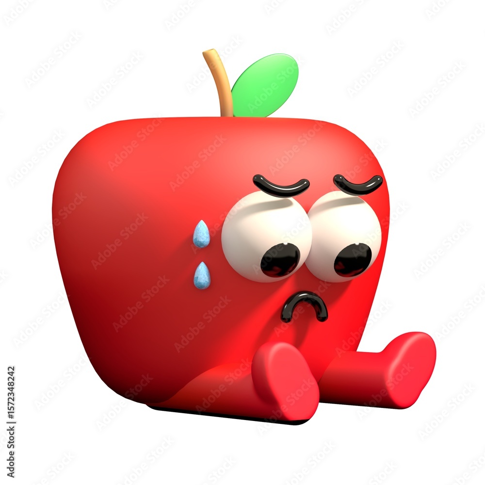 Obraz premium Sad apple 3D Character Illustration