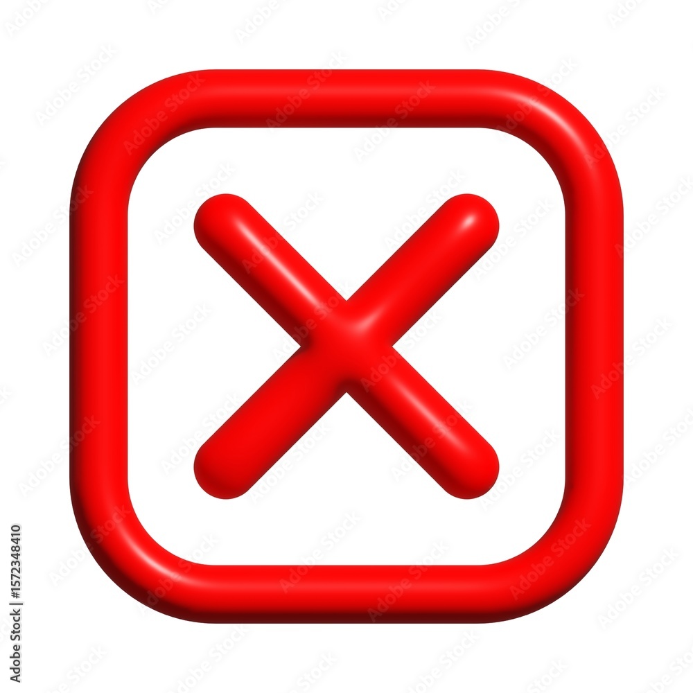 Obraz premium wrong 3D button red, refuse, not, no, emoji icon