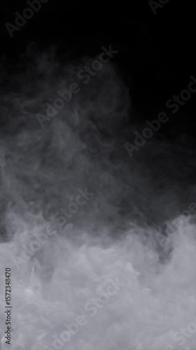 Vertical smoke horror atmosphere on dark background effect rendering