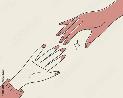 Two hands reaching out with transparent effect suitable for various design and artistic projects.