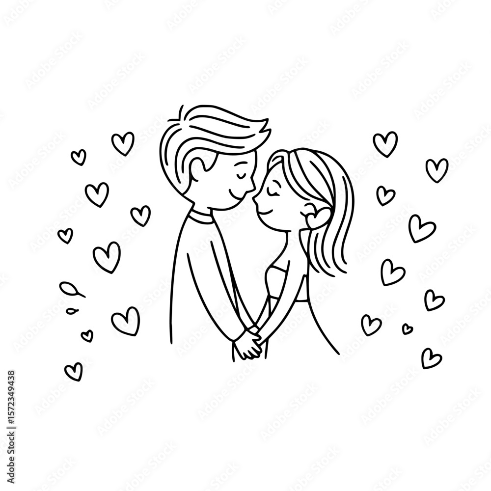 Love Letters Happy Couple Honeymoon Trip Vector Graphics