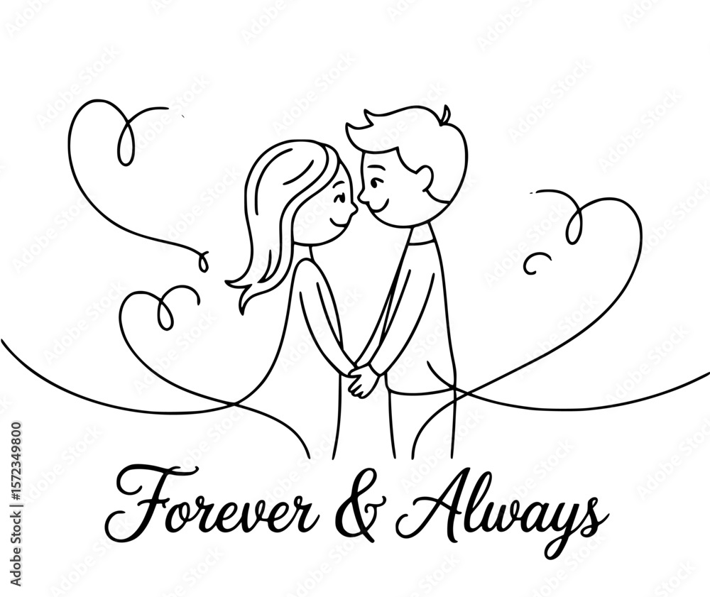 Forever & Always: A tender illustration depicts a couple, their clasped hands and loving gaze, symbolizing everlasting love and commitment. Forever & Always: A tender illustration depicts a couple, their clasped hands and loving gaze, symbolizing everlasting love and commitment.