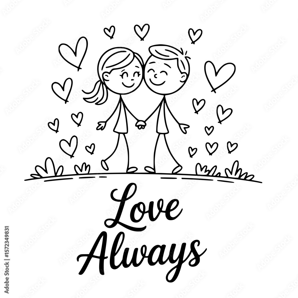 Valentine Couple Romantic Clouds Love Waves Vector Graphics