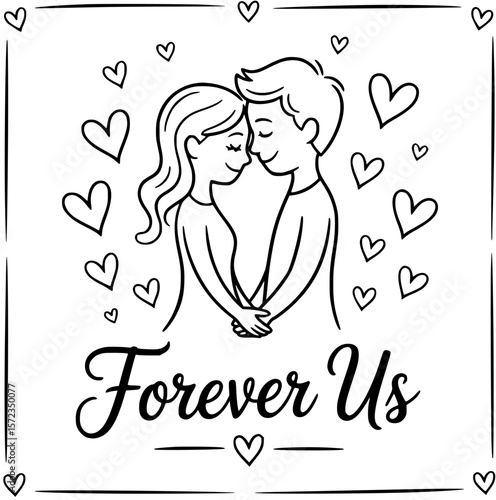 Eternal Love and Unity: Capturing the essence of enduring love, an adorable couple embraces in an intimate moment, surrounded by heartfelt symbols.