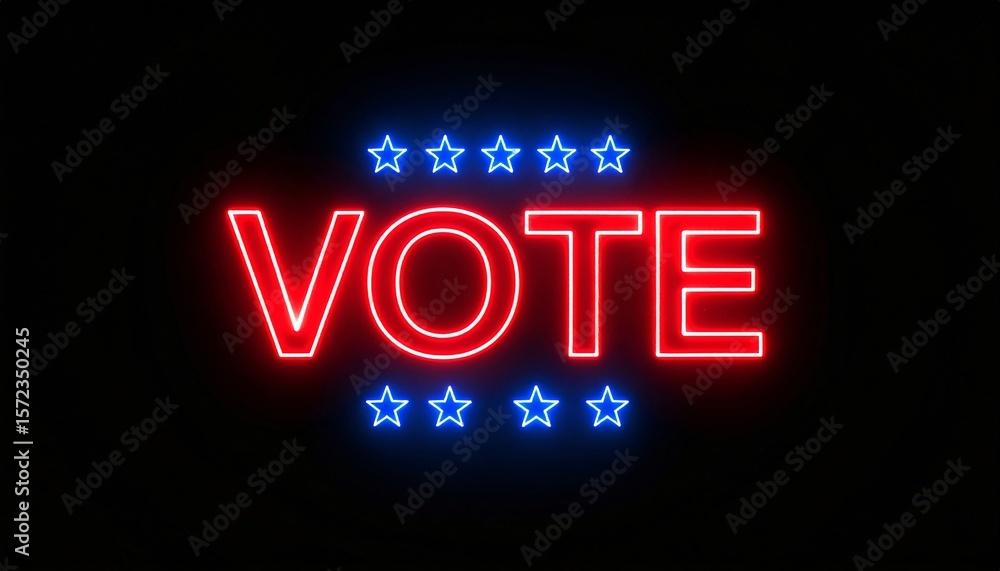 Obraz premium Neon Vote Sign - Election Campaign Graphic