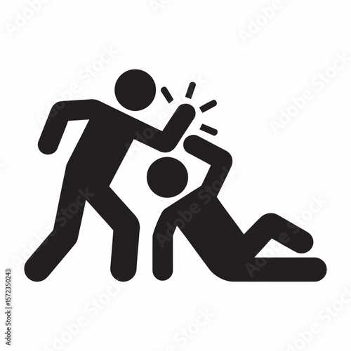 Man Fight Conflict Violence Vector Icon, vector illustration
