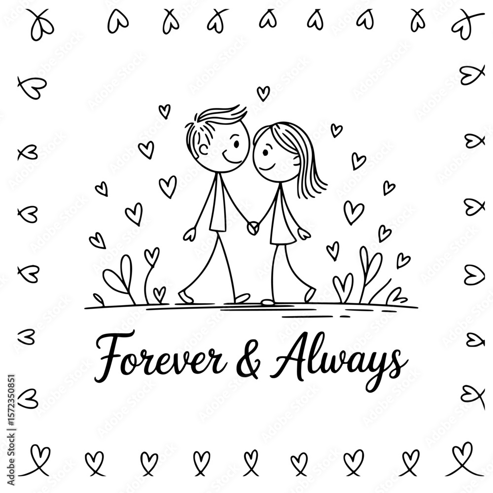 Cartoon Love Love Adventure Valentine Couple Vector Graphics