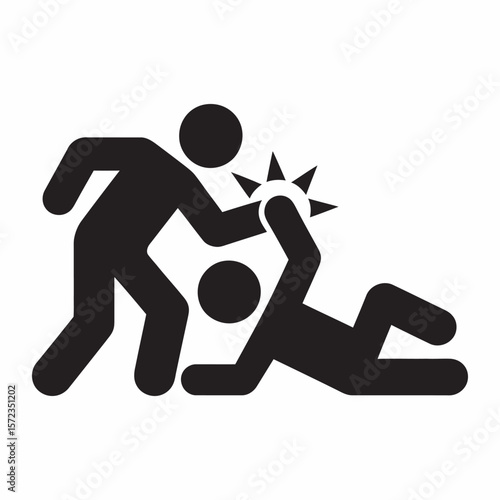 Man Fight Conflict Violence Vector Icon, vector illustration