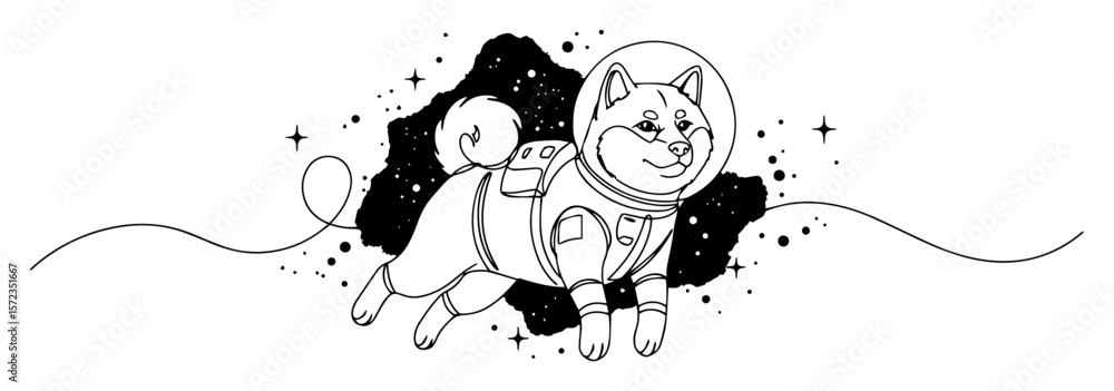 Obraz premium dog in space suit floating