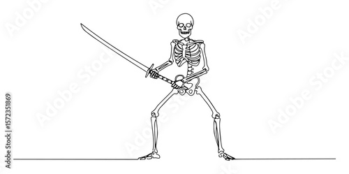 skeleton with raised katana
