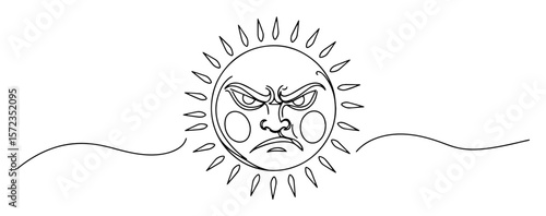 angry sun with clenched mouth