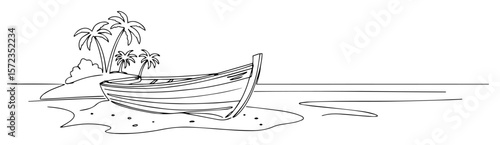 rowboat on tropical beach
