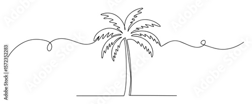single palm tree with curved trunk