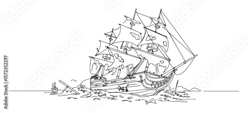 shipwreck near rocks