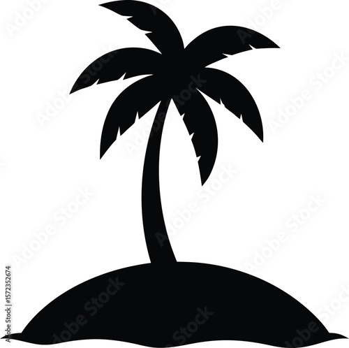 silhouette of a tropical island