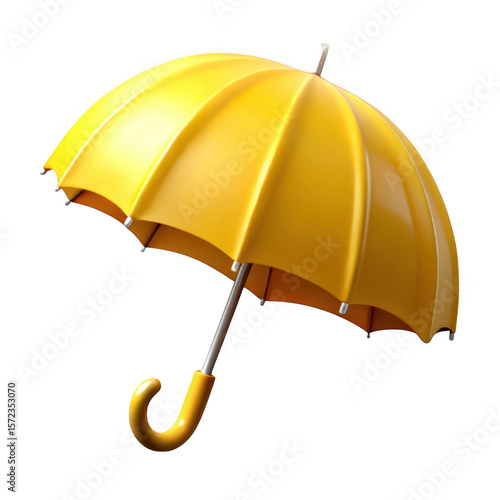 3d yellow umbrella isolated on transparent background
