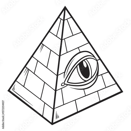 Symbolic Pyramid With All Seeing Eye Illustration for Mystery and Conspiracy Themes