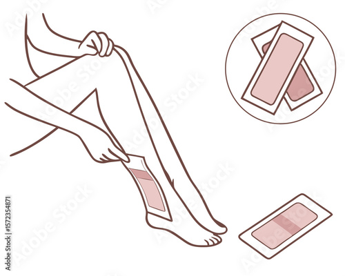 Depilatory waxing illustration depicting body hair removal and skin care treatment