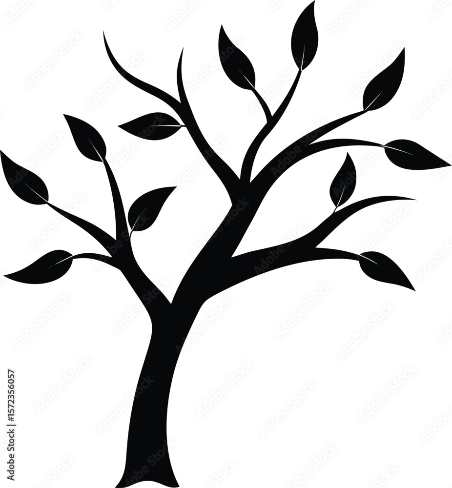 Obraz premium tree with leaves vector illustration on transparent background