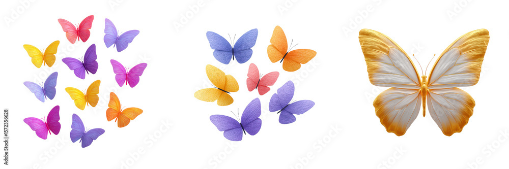 Fototapeta premium Elegant butterflies showcasing vibrant colors, representing transformation and beauty, highlighting the delicate nature of metamorphosis in nature