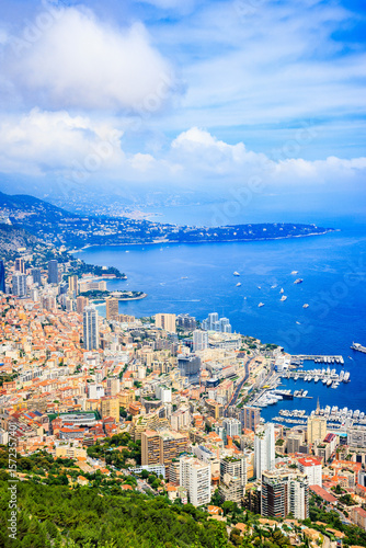 Aerial Panorama of Monaco Monte-Carlo, the European Symbol Resort for exclusive real estate on the Mediterranean sea, international jet set, highlight and attraction of the Côte d'Azur - Monaco, 2025