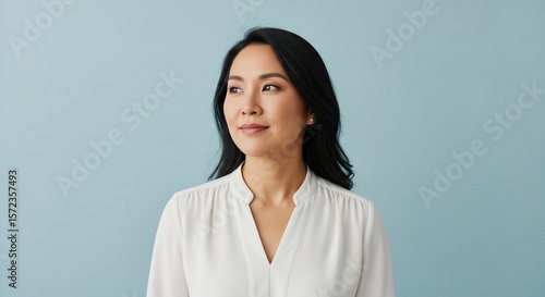 Portrait of a Confident Asian Woman Looking Away, Studio Shot