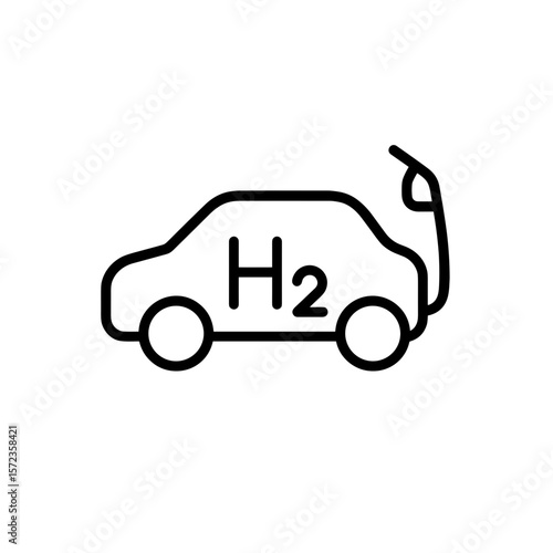 Hydrogen fuel cell car icon with refueling symbol  