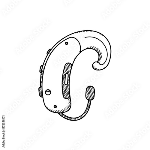 Hearing aid device with adjustable settings in sketch style  