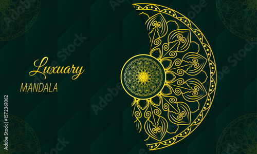 Abstract Golden Mandala for Invitation or Greeting Card Design