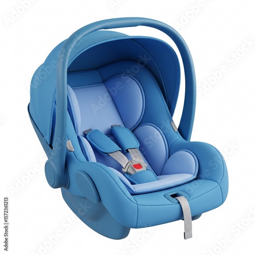 A blue baby car seat, creating an image of safety and comfort for a child