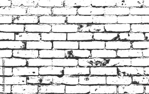 Weathered white brick wall texture with rough mortar lines vector