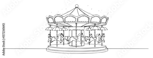 carousel line art illustration isolated on white