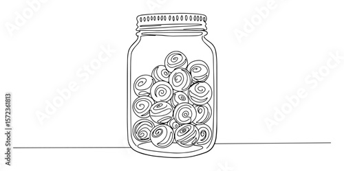 candy jar line drawing isolated on white background