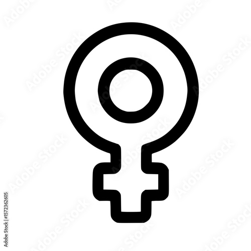 Simple Outline Black Female Gender Symbol Sign Shape Icon Element