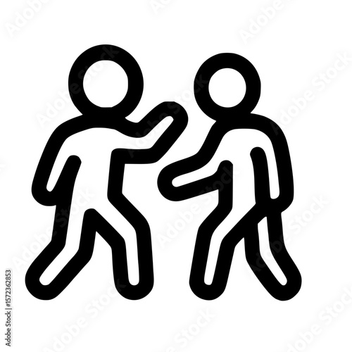 Simple Line Art Confrontation People Conflict Fighting Outline Icon Illustration